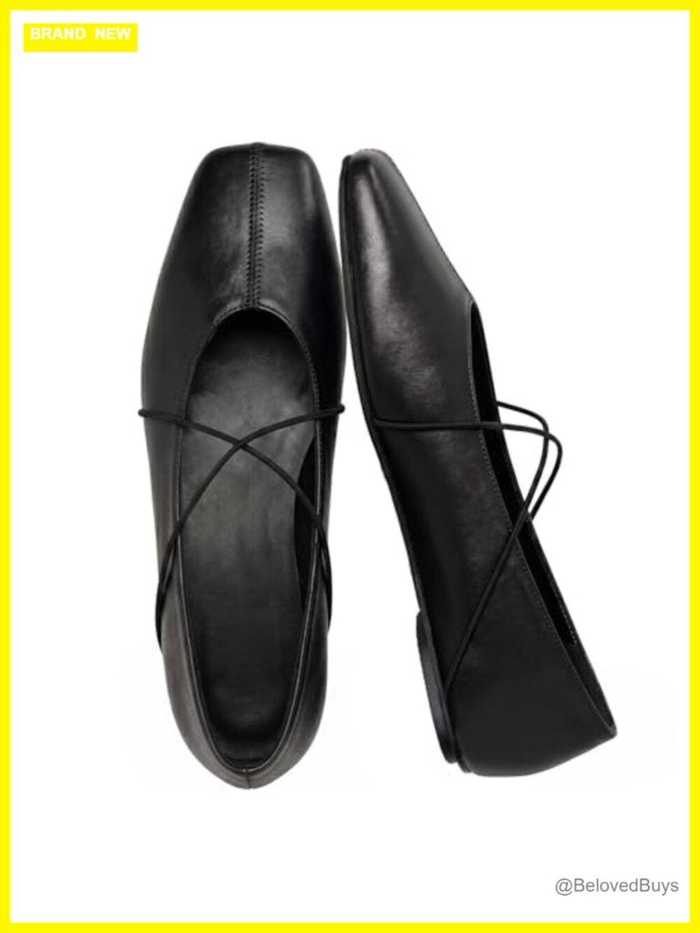 Women's Square Toe Ballet Flats Faux Leather Criss Cross Strap Slip On Flats